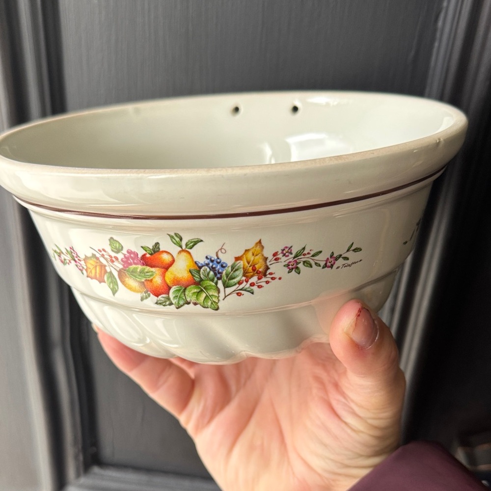 Floral White Ceramic Mixing Bowl